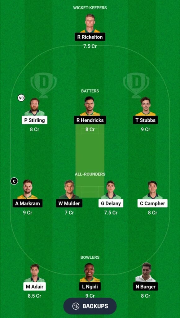 IRE vs SA Dream11 T1