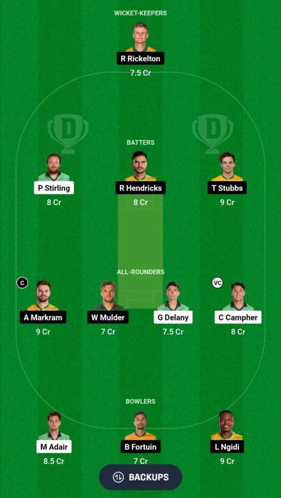 IRE vs SA Dream11 T1