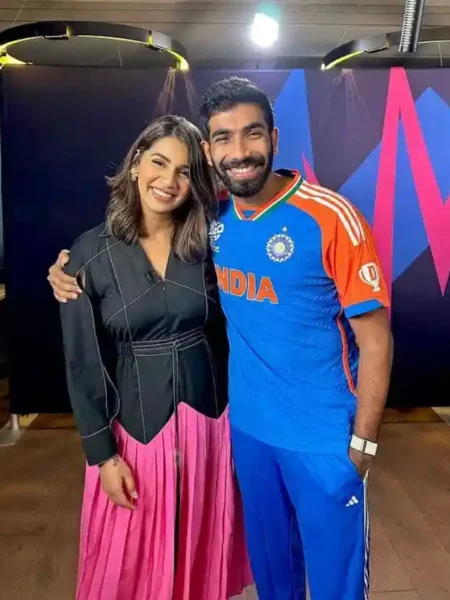 Sanjana ganeshan with jasprit bumrah